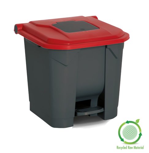 Nádoba na zber odpadu Planet Selective, plast, pedálová, antracit/červená, 30L