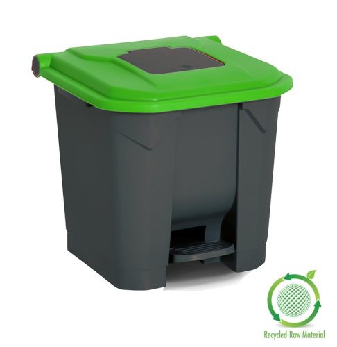 Nádoba na zber odpadu Planet Selective, plast, pedálová, antracit/zelená, 30L