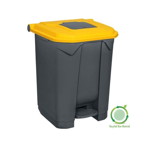 Nádoba na zber odpadu Planet Selective, plast, pedálová, antracitová, žltá, 50L