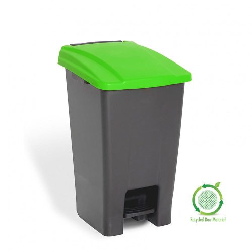 Nádoba na zber odpadu Planet Selective, plast, pedálová, antracit/zelená, 70L