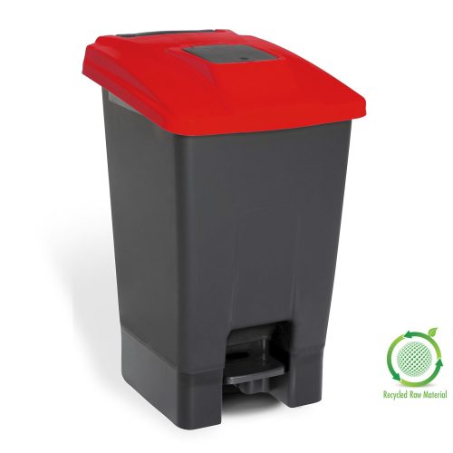 Nádoba na zber odpadu Planet Selective, plast, pedálová, antracit/červená, 100L