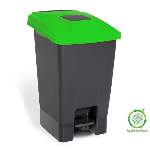 Nádoba na zber odpadu Planet Selective, plast, pedálová, antracit/zelená, 100L