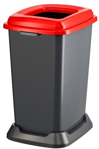 Nádoba na zber odpadu Planet Selective, plast, otvorené veko, červená, 50L
