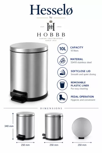 HOBBB Hesselø odpadkový kôš do izby pre hostí, 10 l