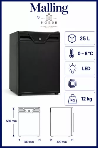 HOBBB Malling minibarová chladnička, 25 l