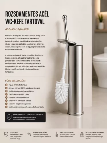 Nerezová WC kefa s držiakom – oceľ 430 (18/0)
